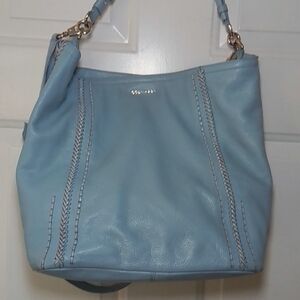 Light Blue Leather Shoulder Bag